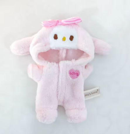 vêtements pour Labubu de 17cm, body lapin rose avec capuche et nœud